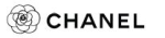 Black writing of the word Chanel and a black floral logo